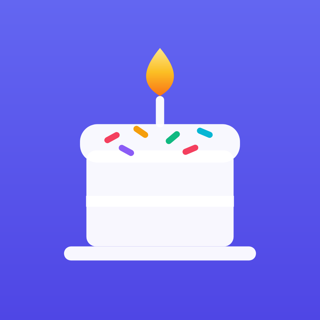Bday Wishes app icon, a birthday cake with a lit candle