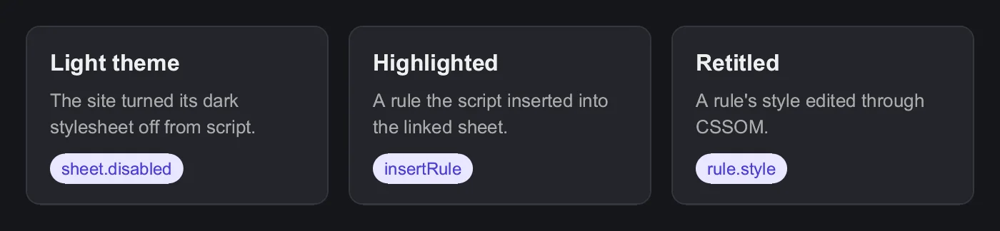 Before: a linked dark theme disabled and a linked sheet edited from script